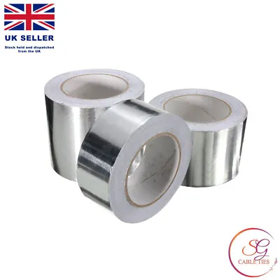 Aluminium Foil Tape Rolls 48mm 75mm 100mm Heat Insulation Self Adhesive Duct • £7.59