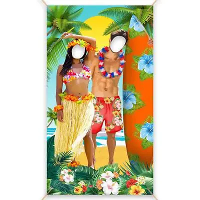 £9.95 • Buy HAWAIIAN PARTY DECORATIONS BEACH PHOTO BACKDROP TIKI BAR 90x180CM TROPICAL LUAU 