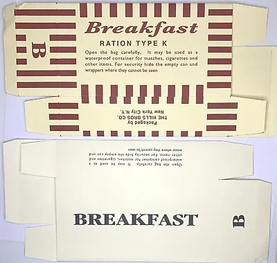 US Army K Ration Breakfast Replica Box And Inner Sleeve (B1) • $6.17