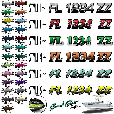 Boat Registration Numbers & Letters 2 Pack 3  X 15  Boat & Jetski  Stickers GRB • $14.97