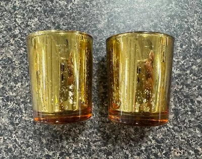 12 Pk ** Tea Light Holders ** Wedding Votive ** Gold/glass • $19