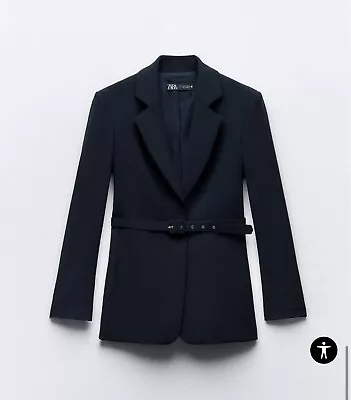 Zara Fitted Blazer With Belt Navy Blue 2525/771 £69.99 Bnwt 2024 • £2.20