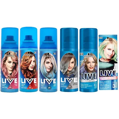 Schwarzkopf LIVE Hair Colour Sprays Temporary Wash Out - Choose Your Colour • £5.99