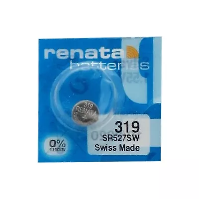 Renata 319  1.55v Watch Cell Batteries SR527SW Mercury Free Silver Oxide Swiss • £2.82