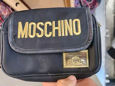 MOSCHINO Vintage Nylon Canvas Waist Pouch Fanny Pack Bag Black • $200