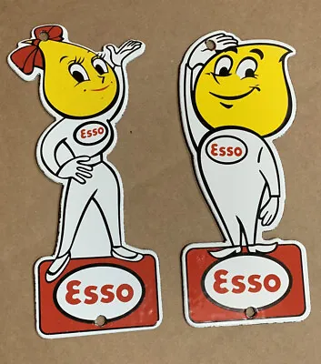 Vintage Style Esso Combo  Die Cut Porcelain  Signs • $99