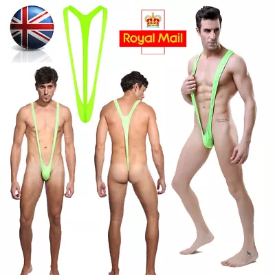 Men's One Piece Deep V-Shaped Mankini Underwear Suspender Bodysuit Strap Thongs • £3.59