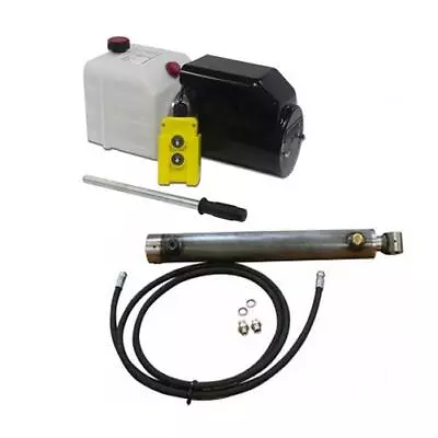 12V DC Single Acting Hydraulic Powerpack Trailer Kit To 2.5 To 10 Tonne Handpump • £589.93