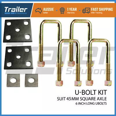 $36.27 • Buy U BOLTS KIT 45MM SQUARE X 6  UBOLTS FISH PLATES AXLE PADS TRAILER CARAVAN PARTS