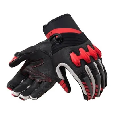 Leather Gloves Motorcycle Revit Energy Black Red • $114.82