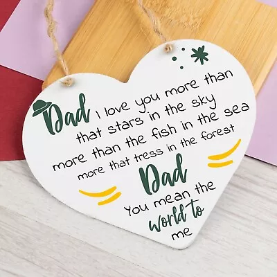 £3.99 • Buy Dad I Love You Wooden Heart Fathers Day Gift Dad Birthday Gift From Daughter Son
