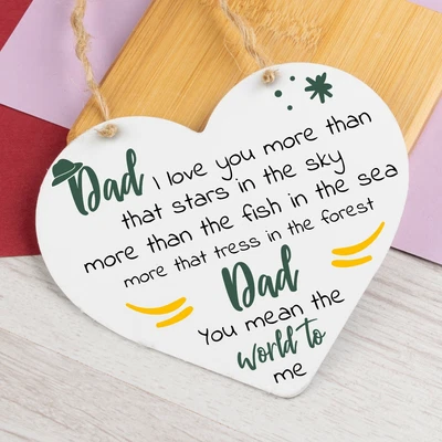 £3.99 • Buy Dad I Love You Wooden Heart Fathers Day Gift Dad Birthday Gift From Daughter Son