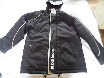 Mens Size M Black Le Coq Sportif  Hooded Rain Coat Large Zip Up Lined Jacket • £17