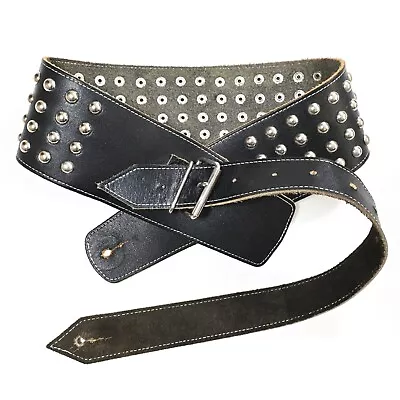 Studded 3  Wide Heavy Metal Style Custom Made Genuine Leather Guitar Strap • $55