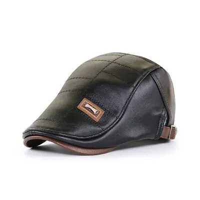 Leather Beret Men's Adjustable Newsboy Hat Beret Hat Driving Hat Cap Fashion Hat • $11.99
