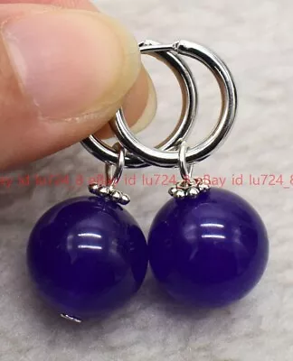 8/10/12mm Natural Multicolor Gemstone Round Beads Silver Leverback Earrings • $4.04