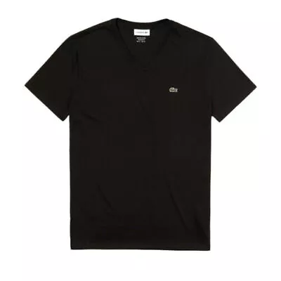 $49.95 • Buy Lacoste Black Short Sleeve Pima Cotton V-Neck Jersey T-Shirt
