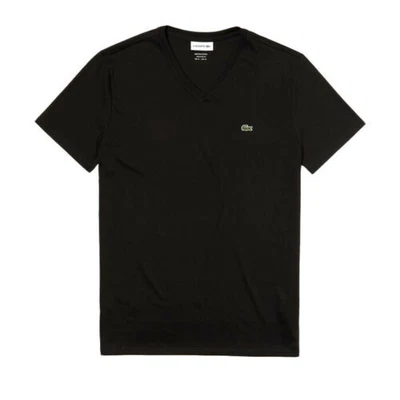 $49.95 • Buy Lacoste Black Short Sleeve Pima Cotton V-Neck Jersey T-Shirt