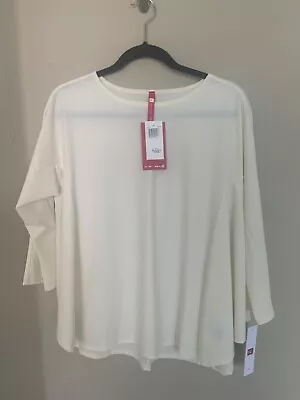 IC Collection Triangle Tunic Top Long Dolman Sleeve Ivory Sz S NWT $120 Cute • $22.99