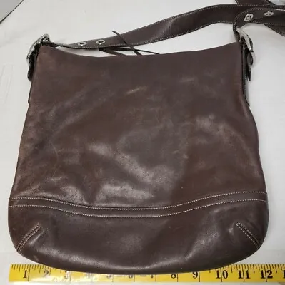 COACH Brown Leather Soho Slim Duffle Crossbody Messenger Tote Bag #1414  • $45