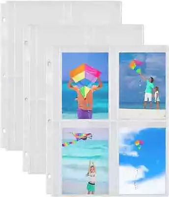 Photo Album Refill Pages 3.5x5 25 Pack For 200 Pictures 3ring Binder Photo Poc • $9.95