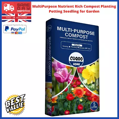 5 Lire MultiPurpose Nutrient Rich Compost Planting Potting Seedling For Garden • £6.99