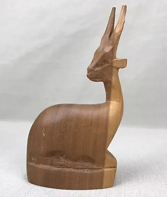 Wooden Hand Carved Ibex Antelope African Animal With Horns Vintage Besmo • $14.97