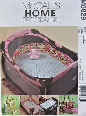 McCalls BABY 5829 Decor Sheets Bumpers Diaper Bag Changing Pad Accessory Pattern • $6.59