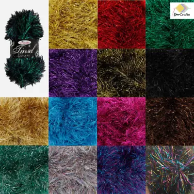 £3.49 • Buy King Cole Tinsel Chunky Wool Sparkle Furry Soft Eyelash Knitting Yarn-50g Ball