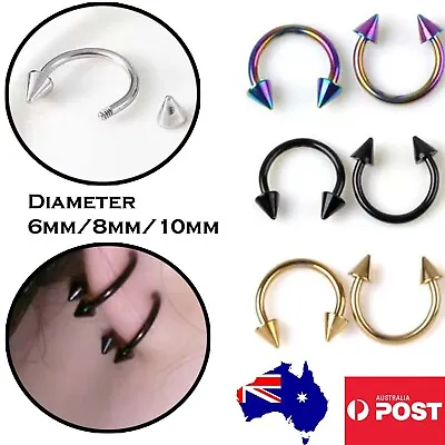 $3.80 • Buy Cone Surgical Steel Horseshoe Circular Barbell Punk Earrings Ring Ear Piercing