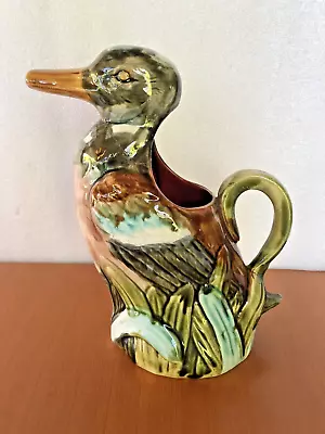 Vtg Early 20th Century FRAI ONNAING 712 Majolica Duck Pitcher France With REPAIR • $25