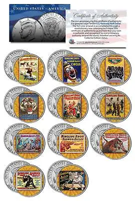 RINGLING BROS & BARNUM BAILEY CIRCUS Vintage Posters JFK Half Dollar 11-Coin Set • $101.08