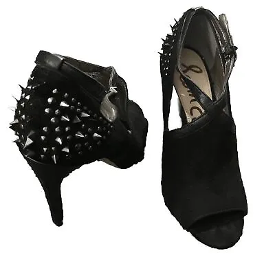Sam Edelman Black Stud Heels Going Out Party Shoes Size 3 Suede Upper VGC • £5.25