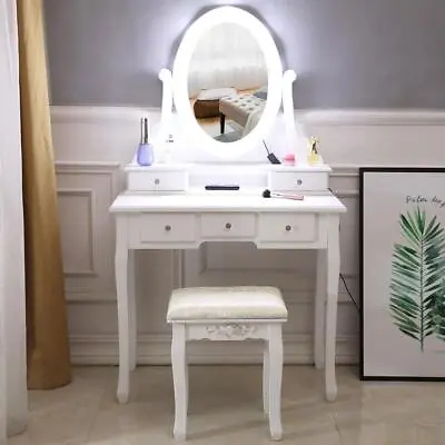 Vanity Makeup Table Set With 10 LED Lighted Mirror Bedroom Dressing Table Gifts • $109.89