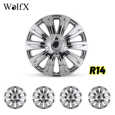 14  Set Of 4 Wheel Rim Covers Silver Lacquer Hubcaps Fits R14 Tire & Steel Rim • $45.99