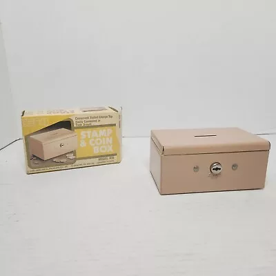 NOS KERO Vintage Stamp & Coin Box Bank W/ 2 Keys In Original Packaging • $18.06