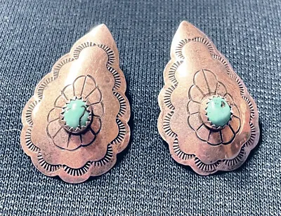 Pretty Pretty Vintage Tear Drop Navajo Sterling Turquoise Earrings • $45