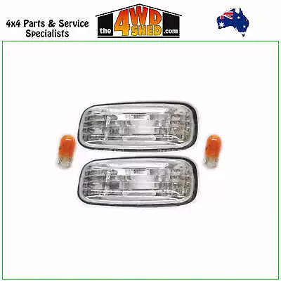 Clear Indicator Guard Repeater Blinker Lights Fit Landcruiser 80 Series PAIR • $28.99