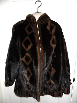 OSCAR DE LA RENTA STUDIO Women SIZE L REVERSIBLE BLACK/BROWN MINK LEATHER Jacket • $499