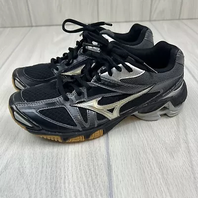 Mizuno Women's Wave Bolt 6 Black/Silver Volleyball Athletic Shoe Women's Sz 7.5 • $19.99