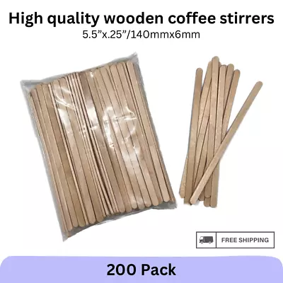 200 Wooden Coffee Stirrers 5.5  140mm Hot Drinks Supplies • £5.03