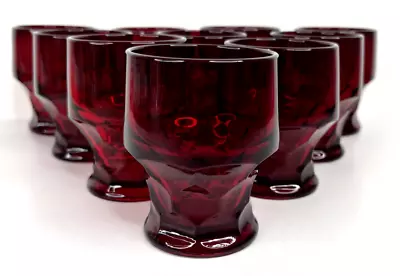 VTG Cambridge Glass Ruby Red Georgian 3.25  Juice Glass Honeycomb Set Of 10 • $50