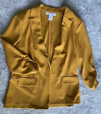 Polyester Blazer Mustard Yellow Medium Carole Wren Stretch Jacket Business • $14.50