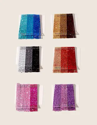 Glitter Hair Grips Clips Beautiful Bobby Bun Pins Waved Multicoloured Hair Clips • £3.20