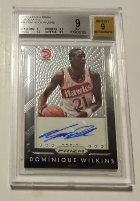 2015-16 Panini Prizm Autographs Dominque Wilkins Auto BGS 9 • $34.99