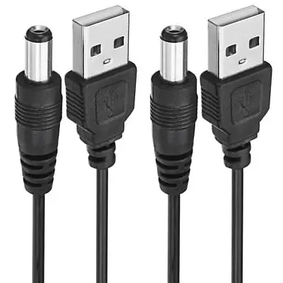 2 USB-A To 5.5mm X 2.1mm Barrel Jack Male DC 5V Power Charger Connector Cables • $9.90