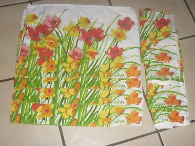 8 PC Vera Bright Flower Tulip Daffodil  4 Cloth Placemats & 4 Napkins Set Lot • $44.95