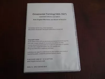 Rare Ornamental Turning DVD - Ornamental Turning 1865 To 1927 • £20