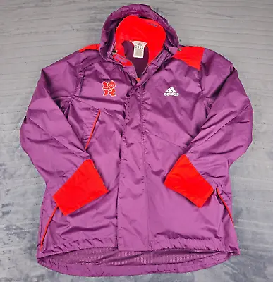 Adidas Jacket Adult Large Purple London GB Olympics 2012 Rain Jacket Coat • £19.99