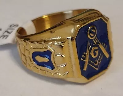 Masonic 14kt Gold Plated Ring (Size 11) Master Mason Blue Lodge Freemason • £16.05